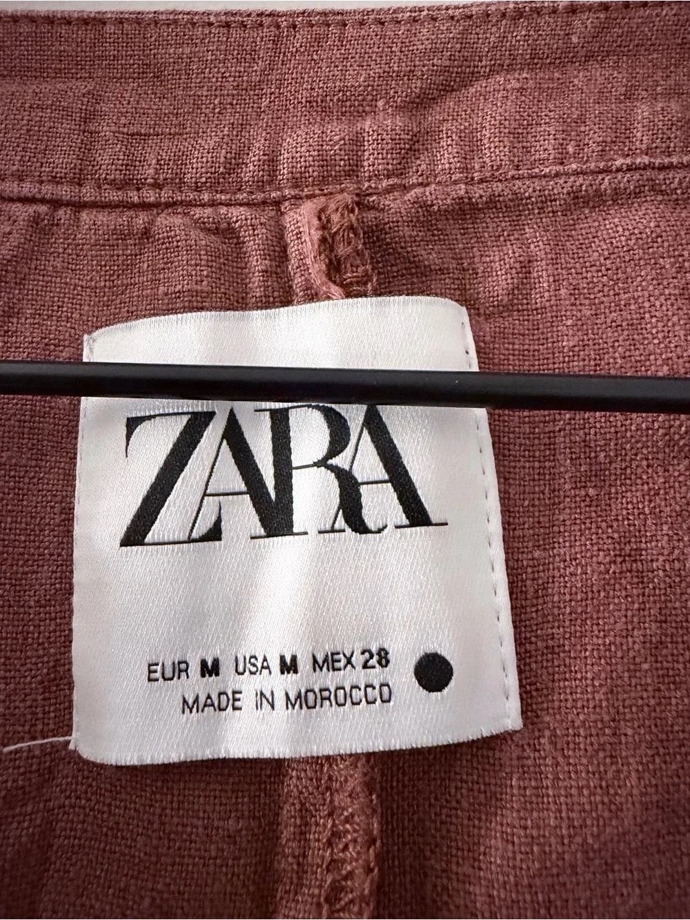 Zara 100% Linen Full Length Jumpsuit Brick brown long sleeve M